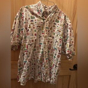 Vintage Barn Fly camping print Men's Multicolor Shirt short sleeve Small